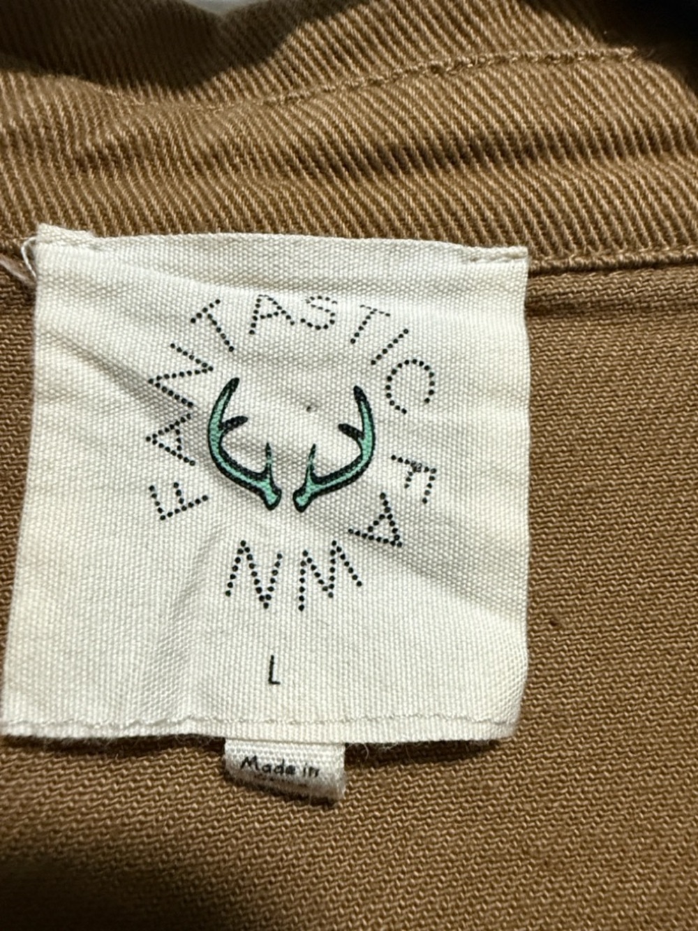 Fantastic Fawn Frayed-Trim Button-Down Shirt Jacket in Tan - Picture 3 of 3